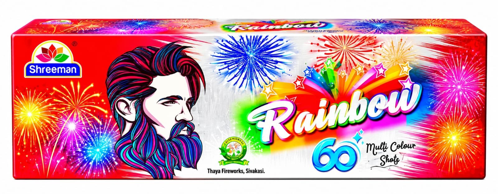 60 SHOT CRACKLING WITH MULTICOLOR SPECIAL LONG BOX