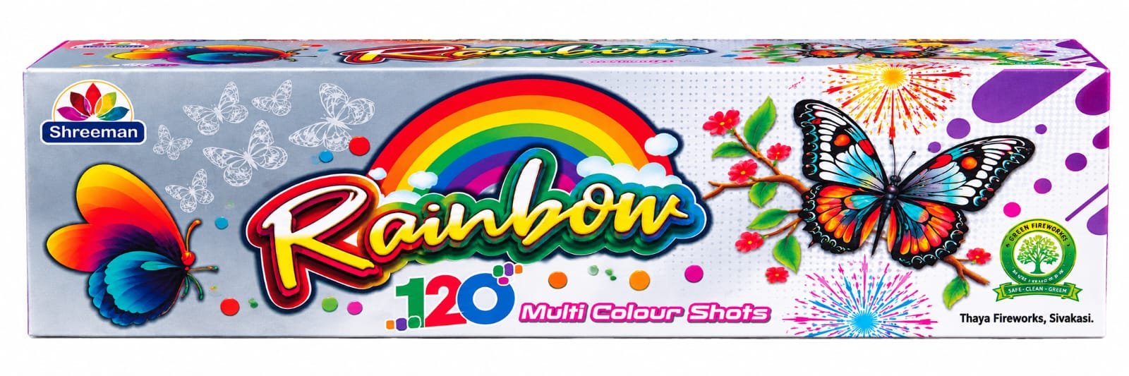 120 SHOT CRACKLING WITH MULTICOLOR SPECIAL LONG BOX