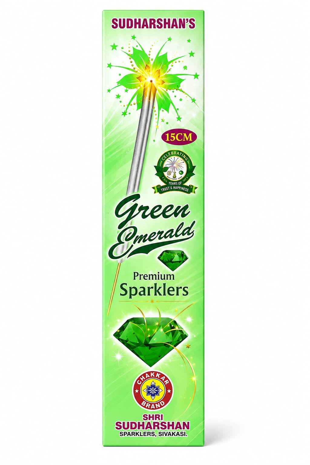 15 CM. GREEN SPARKLERS